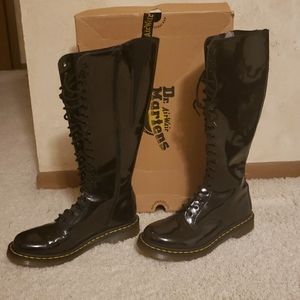 Dr. Martens knee high patent leather boots